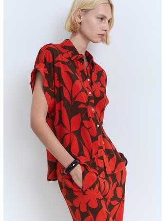 MANGO - Printed Short-sleeved Shirt BRIGHT RED