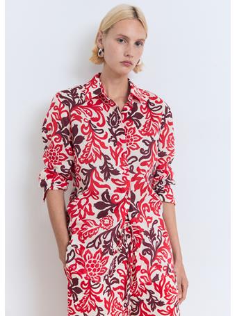 MANGO - Printed Cotton Shirt NATURAL WHITE