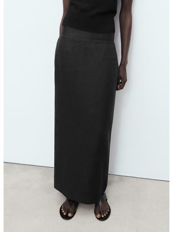 MANGO - Linen Pencil Skirt BLACK