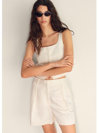 MANGO - Linen-blend Suit Vest WHITE