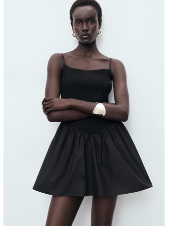 MANGO - Combined Gathered Dress BLACK