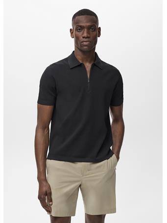 MANGO - Coolmax Fine-knit Polo Shirt With Zipper BLACK