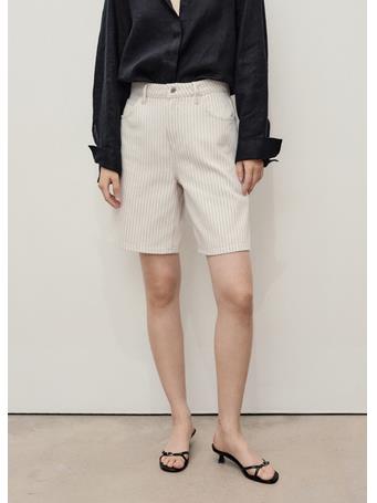MANGO - High-waist Straight-fit Denim Shorts NATURAL WHITE