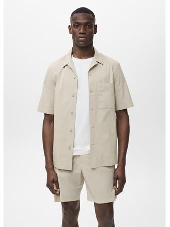 MANGO - Regular-fit Shirt With Chest Pocket BEIGE