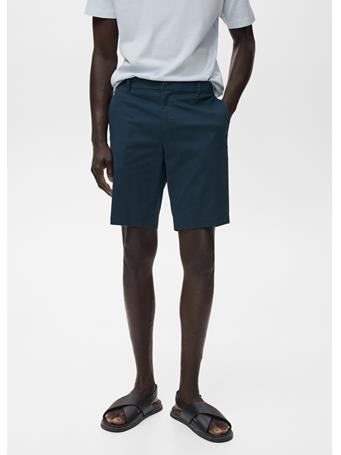 MANGO - Slim-fit Chino Cotton Bermuda Shorts NAVY