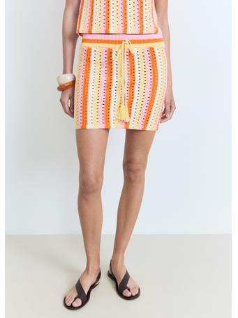 MANGO - Two-tone Striped Crochet Skirt MEDIUM PINK