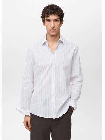MANGO - 100% Cotton Regular-fit Striped Shirt WHITE