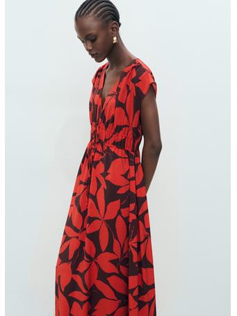 MANGO - Long Printed Dress BRIGHT RED