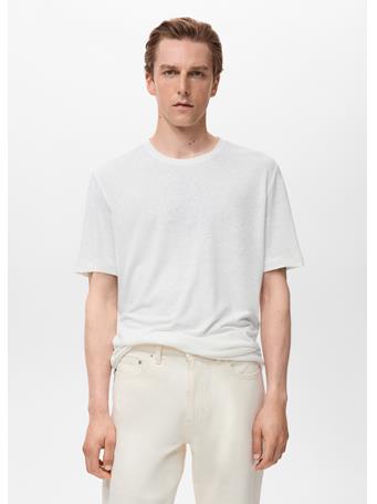 MANGO - Linen Slim-fit T-shirt WHITE