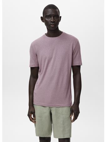 MANGO - Linen Slim-fit T-shirt VIOLET