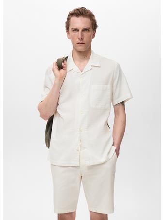 MANGO - Regular Fit Seersucker Shirt OFF WHITE