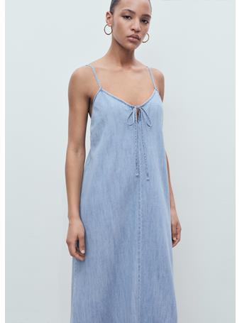 MANGO - Strappy Denim Dress MEDIUM BLUE