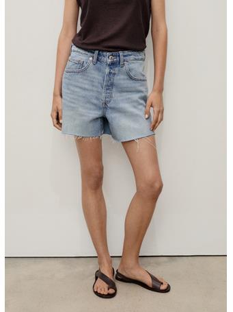MANGO - Denim Shorts With Frayed Hem MEDIUM BLUE