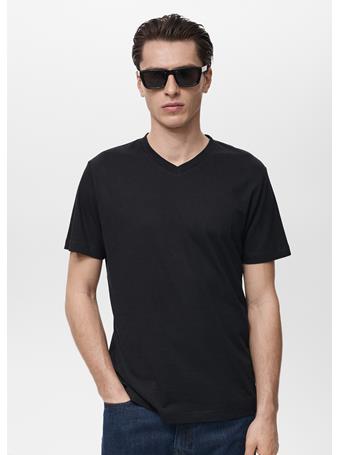 MANGO - V-neck T-shirt BLACK