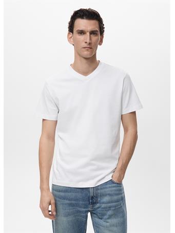 MANGO - V-neck T-shirt WHITE