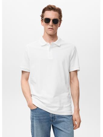 MANGO - Regular-fit Cotton Piqué Polo Shirt WHITE