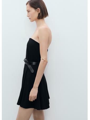 MANGO - Short Strapless Dress With Pleats BLACK