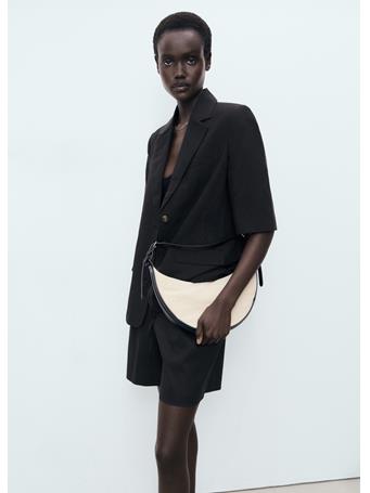 MANGO - Linen Shorts With Bow And Belt BLACK