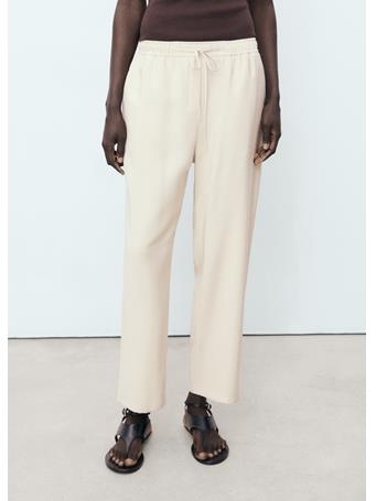 MANGO - Drawstring Flowy Pants LIGHT BEIGE