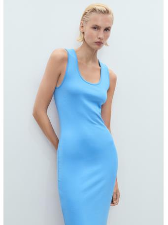 MANGO - Fitted Midi-dress MEDIUM BLUE