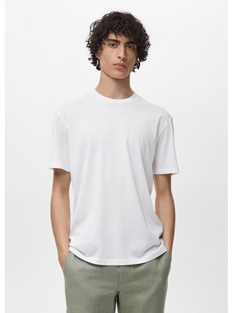 MANGO - 100% Cotton Slim-fit T-shirt WHITE