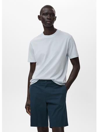 MANGO - 100% Cotton Slim-fit T-shirt AQUA