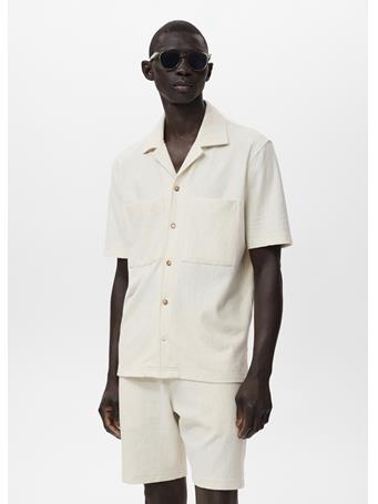 MANGO - Striped Cotton Shirt CREAM