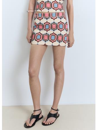 MANGO - Printed Short Skirt LT-PASTEL PINK