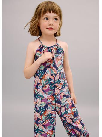MANGO - Floral Print Jumpsuit MED BLUE