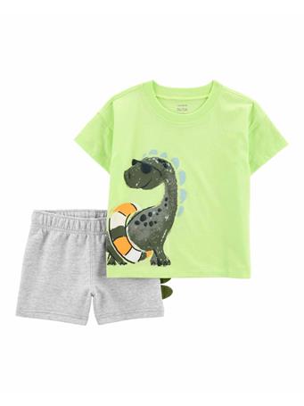 CARTERS - 2-Piece Dinosaur Printed T-Shirt and Shorts Set GREEN