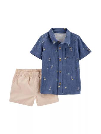 CARTERS - Toddler Boys Printed Shirt and Shorts Set NAVY