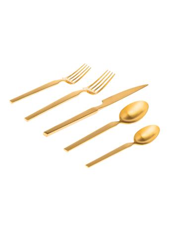 GODINGER GROUP - Podium Matte Gold 18/10 Stainless Steel 20 Piece Flatware Set GOLD