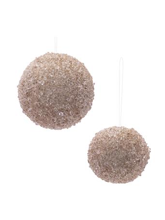 MELROSE INTERNATIONAL - Ball Ornament - Set of 2 CHAMPAGNE