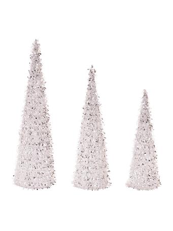 MELROSE INTERNATIONAL - Tinsel Tree Form - Set of 3 WHITE