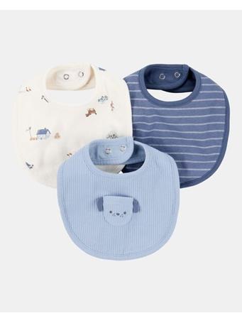 CARTERS - Baby 3-Pack Dog Bibs BLUE