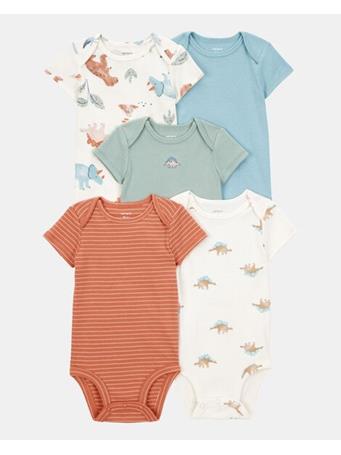 CARTERS - Baby Boy 5-Pack Dinosaur Short-Sleeve Cotton Bodysuits MULTI