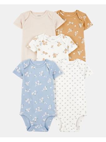 CARTERS - Baby 5-Pack Floral Short-Sleeve Cotton Bodysuits MULTI