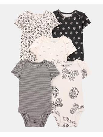 CARTERS - Baby Girl 5-Pack Striped Butterfly Short-Sleeve Cotton Bodysuits MULTI