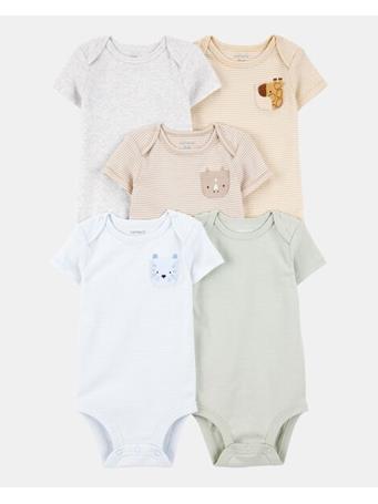 CARTERS - Baby 5-Pack Animals Short-Sleeve Cotton Bodysuits MULTI