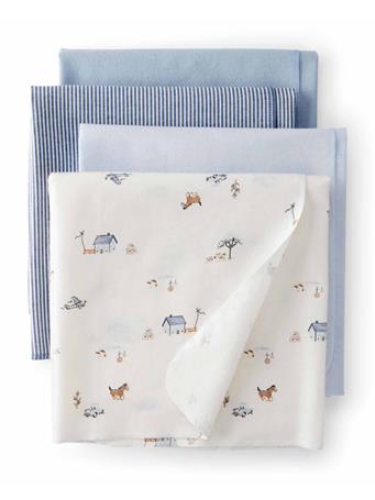 CARTERS - 4-Pack Barn Print Receiving Blankets MULTI