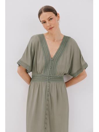 TENDAM - Long Lace Dress LIGHT KHAKI