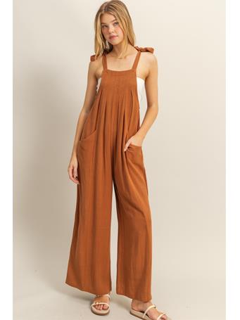 HYFIVE - Self-Tie Shoulder Straps Jumpsuit BROWN