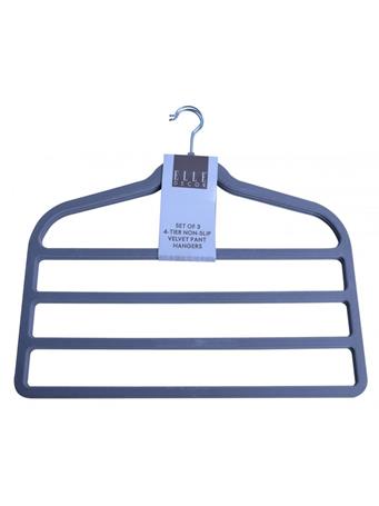 EURO-WARE - Elle 4-Tier Non-slip Velvet Pant Hangers GREY