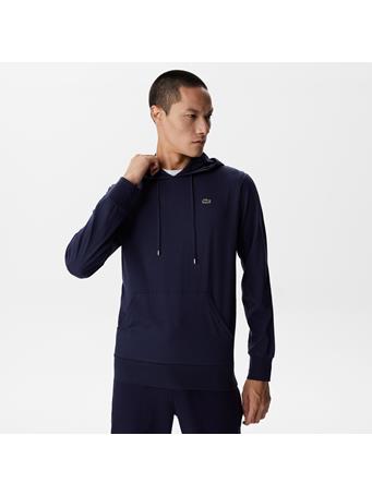 LACOSTE - Hooded Cotton Jersey Sweatshirt DK BLUE