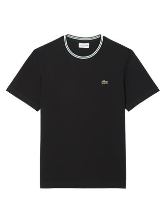 LACOSTE - Men's Regular Fit Ribbed Collar Cotton T-Shirt 031 BLACK