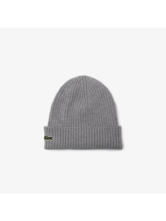 LACOSTE - Rib Knit Brushed Wool Beanie GREY