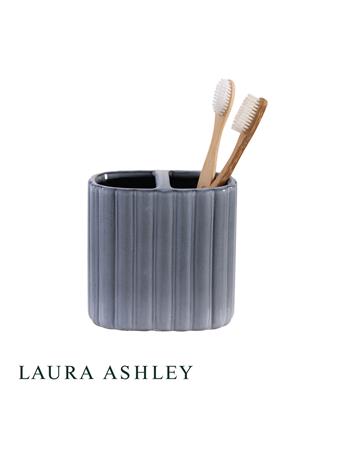KENNEDY INTERNATIONAL - Blue Ribbed Double Ceramic Tooth Brush Holder BLUE