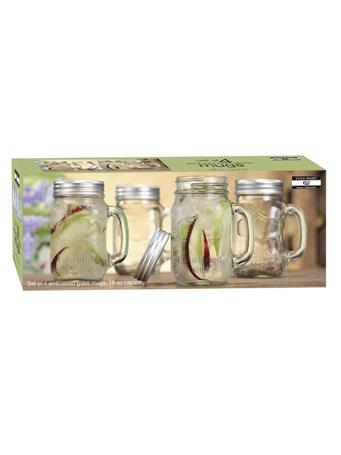 EURO-WARE - Glass Mason Jar Mug Set with Lids CLEAR