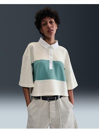 NIKE - Sportswear Women's Oversized Short-Sleeve Polo Top SAIL/CANNON GRY