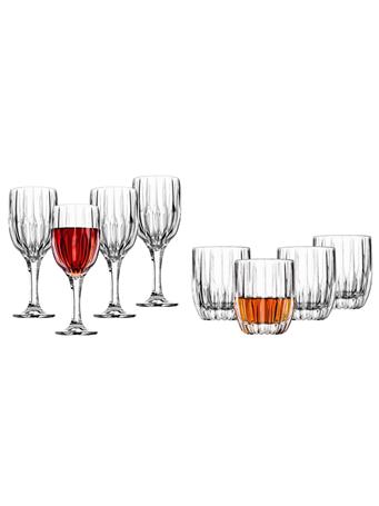 GODINGER GROUP - Pleat 8 Piece Goblet & Double Old Fashion Set CLEAR